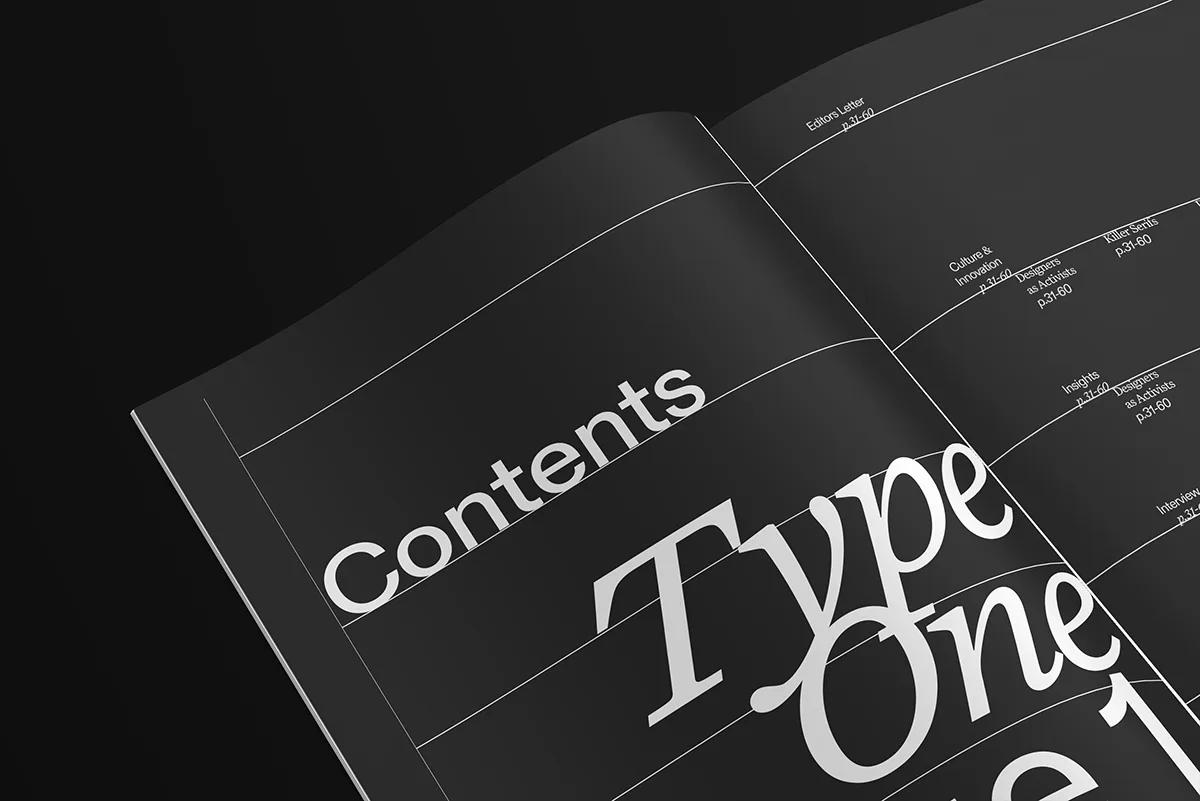 TYPEONE Magazine — Contents Page