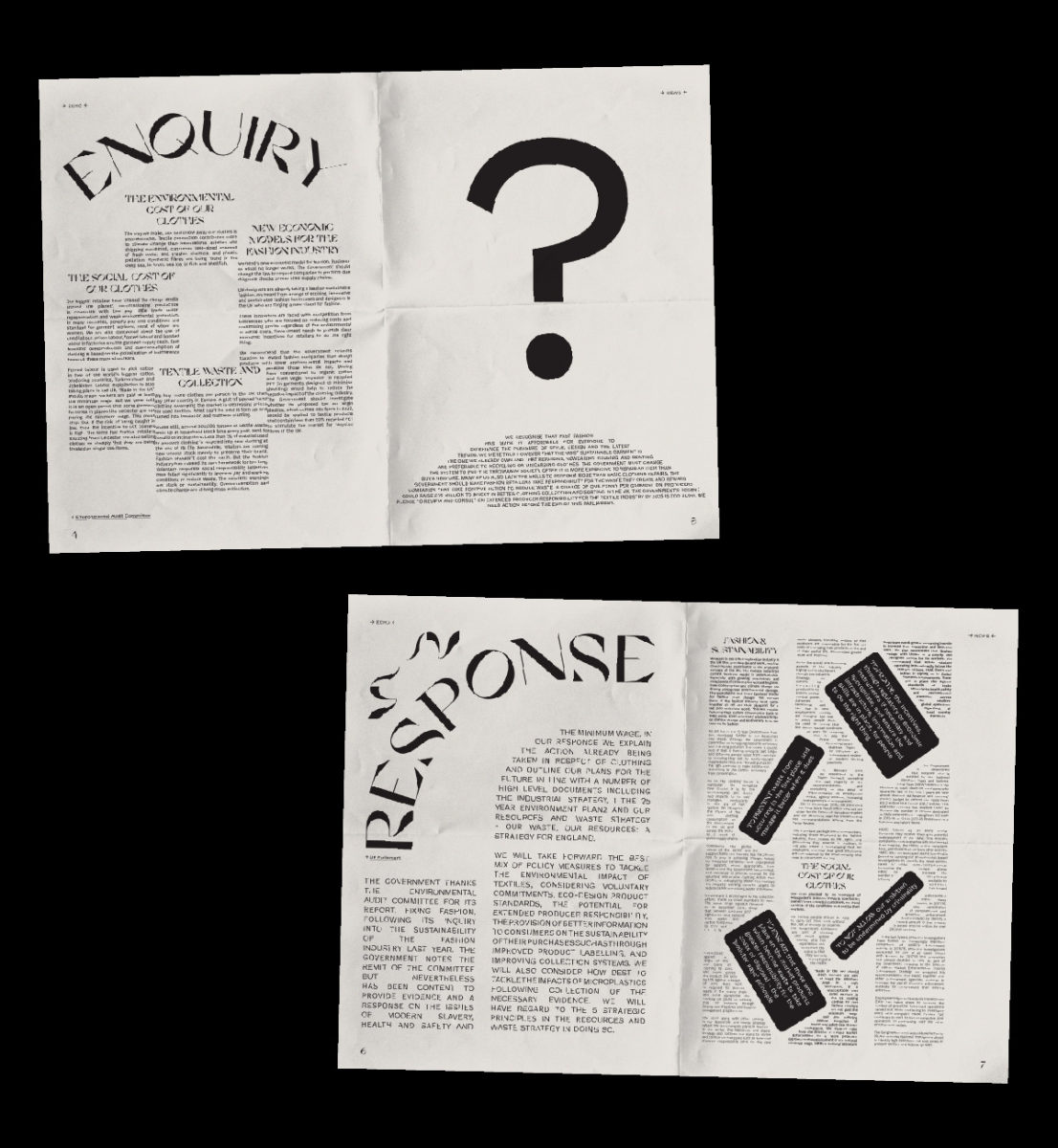 Newspaper spreads from ECHO Paper, "Enquiry" & "Response" 