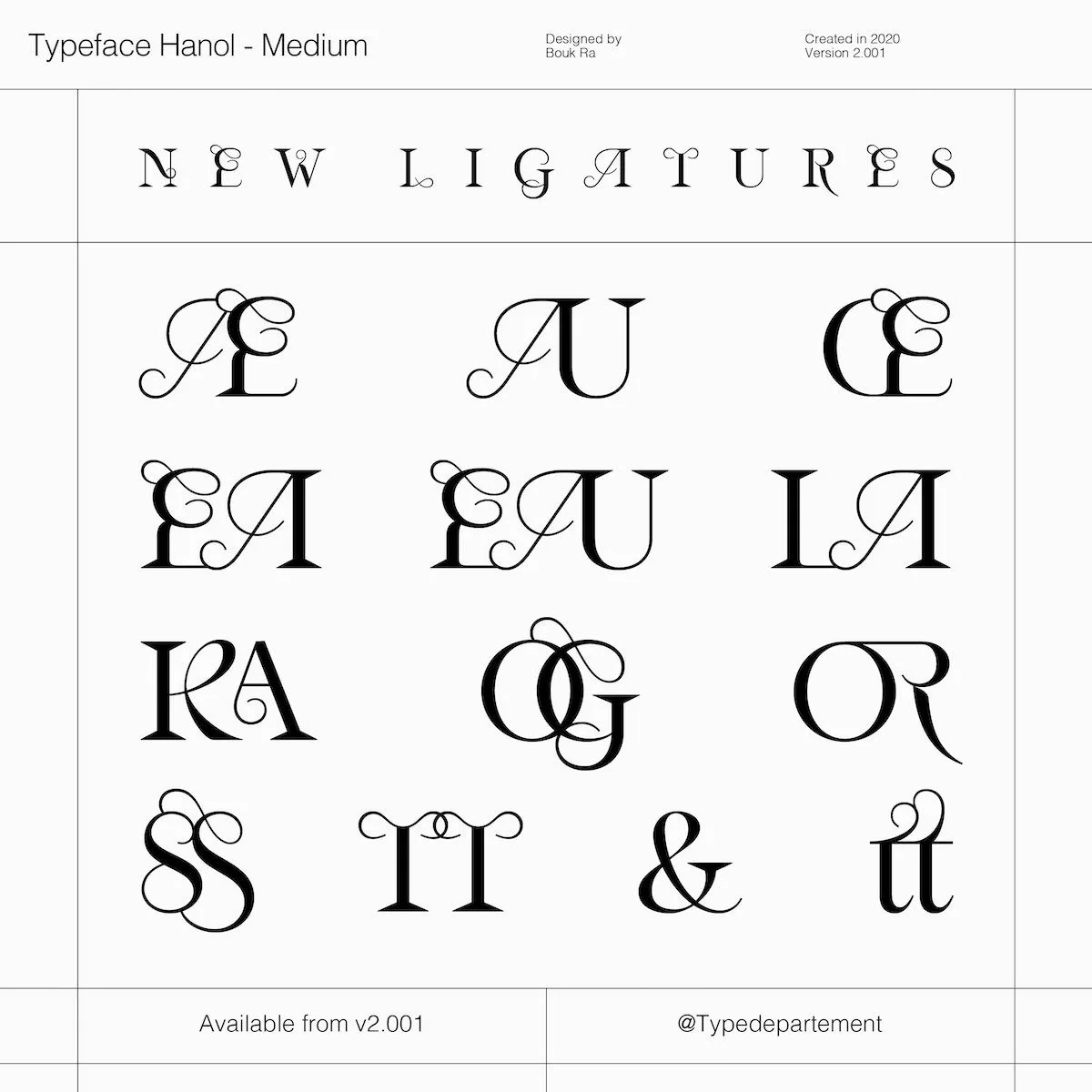 Hanol V.2 Typeface new ligatures 