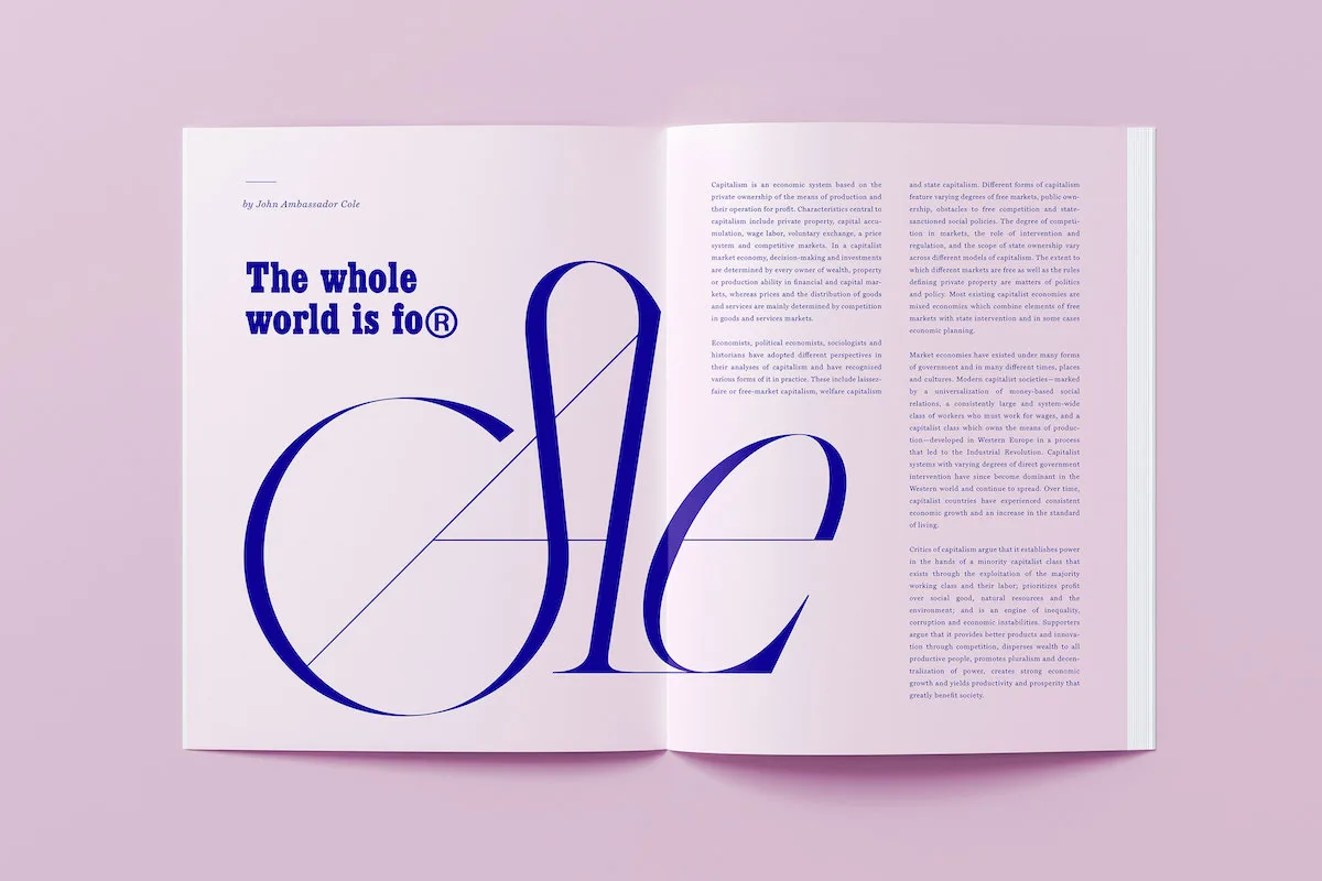 Editorial layout with ligatures 