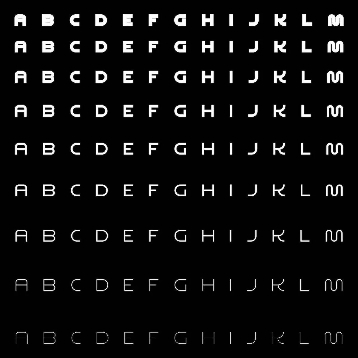 Night Variable Display Font - 9 Weight styles 