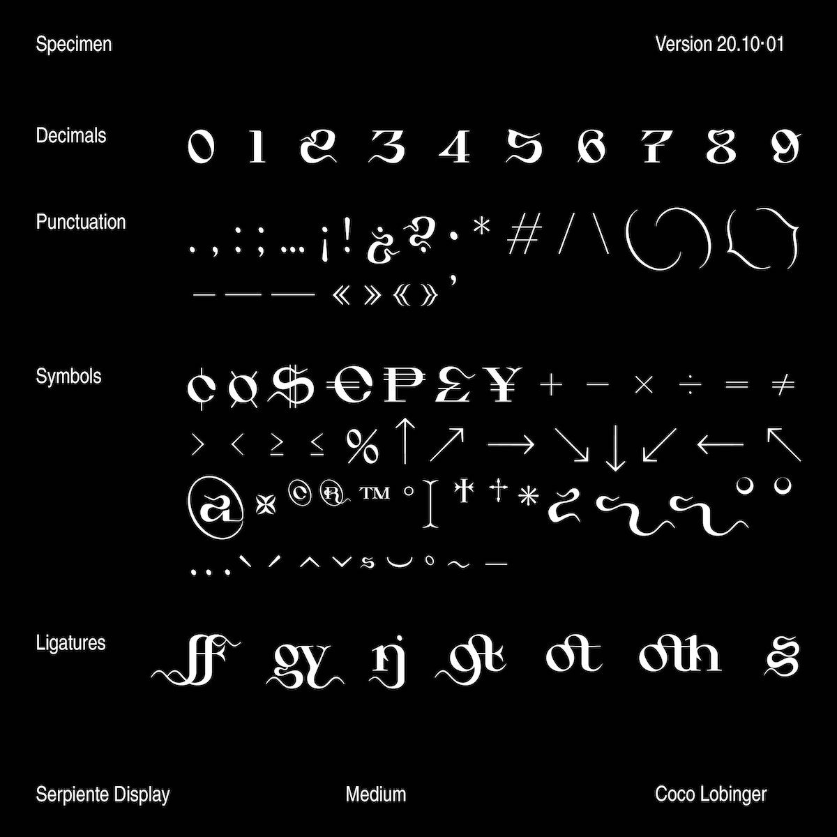 Serpiente Display Typeface Specimen 