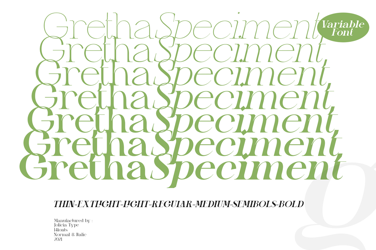 Jolicia Type's Gretha typeface 