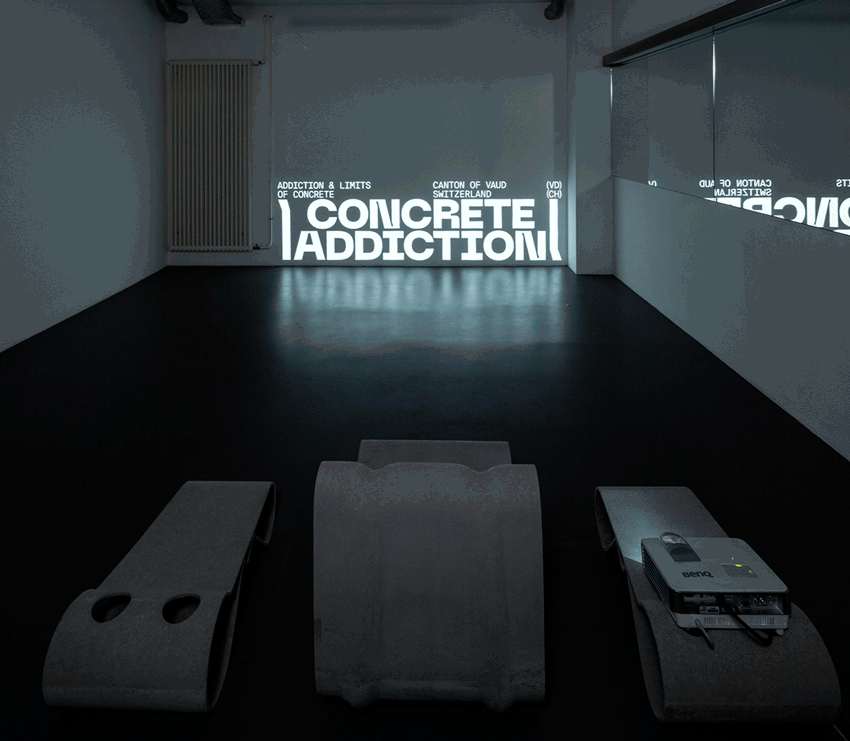 Concrete Addiction, a kinetic type installation by Leo Monnet. 