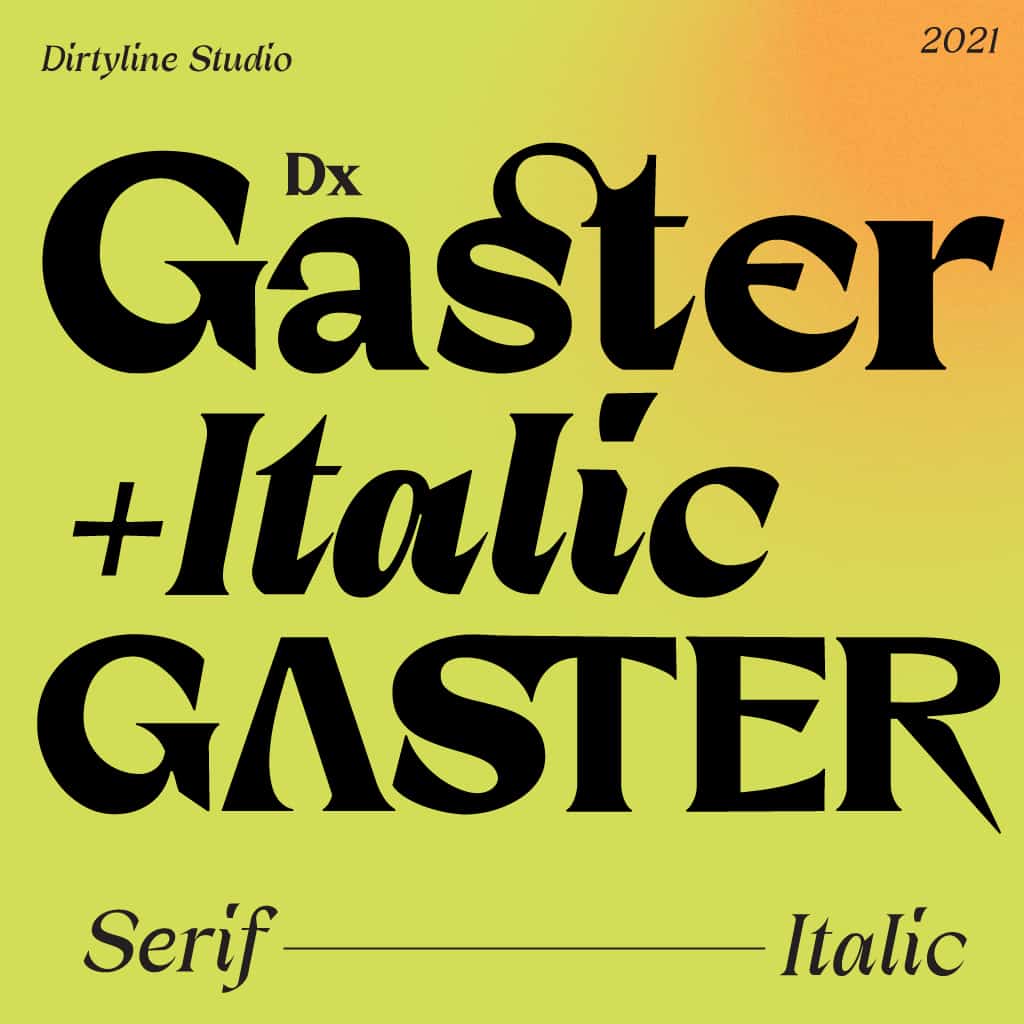 DX Gaster, a font by Dirty Line, available on Type Department. 