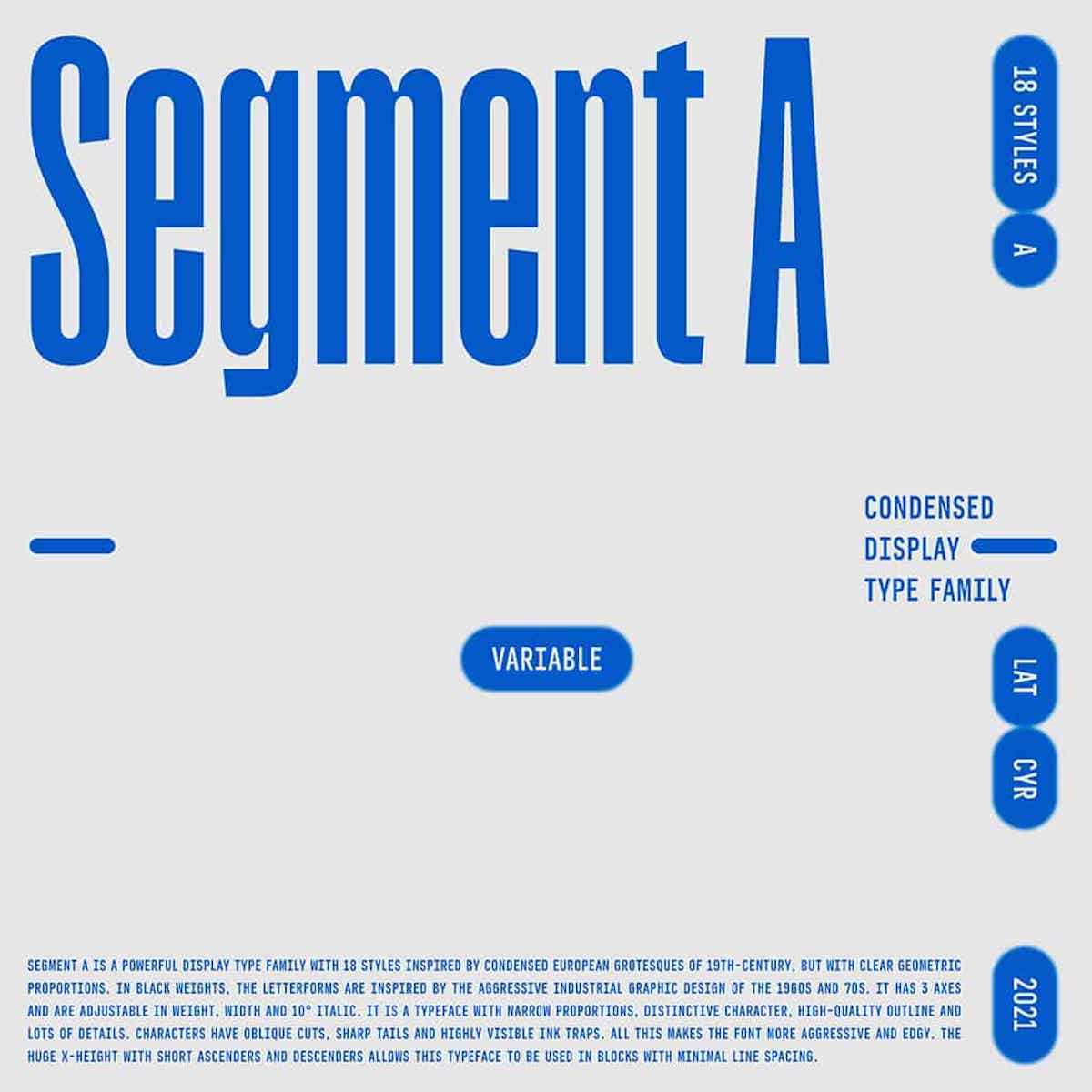 Segment A, a new font available on Type Department. 