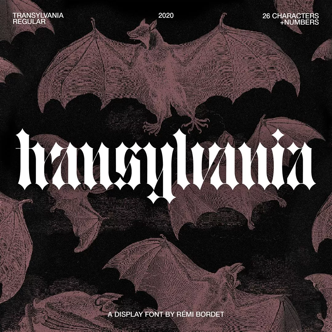 Transylvania, a font by Rémi Bordet, available on Type Department. 