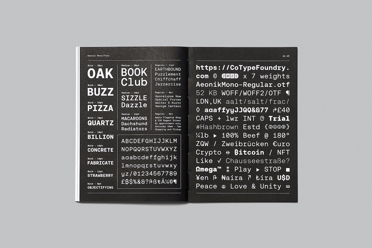 Aeonik Mono & Fono – two new fonts from CoType Foundry.