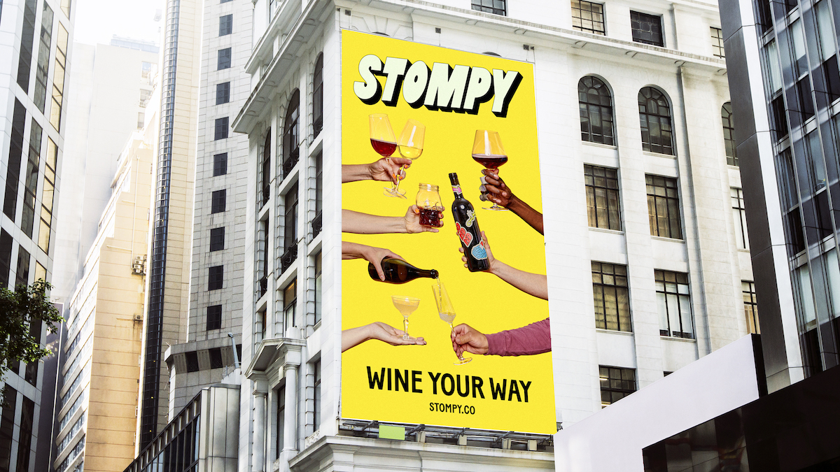&Walsh confronts the 'snobbery' of wine with a new brand Identity for Stompy, featuring bold custom type and bright colourways.