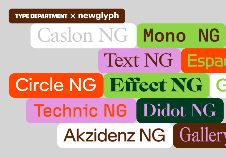 Type Department x Newglyph custom type partnership